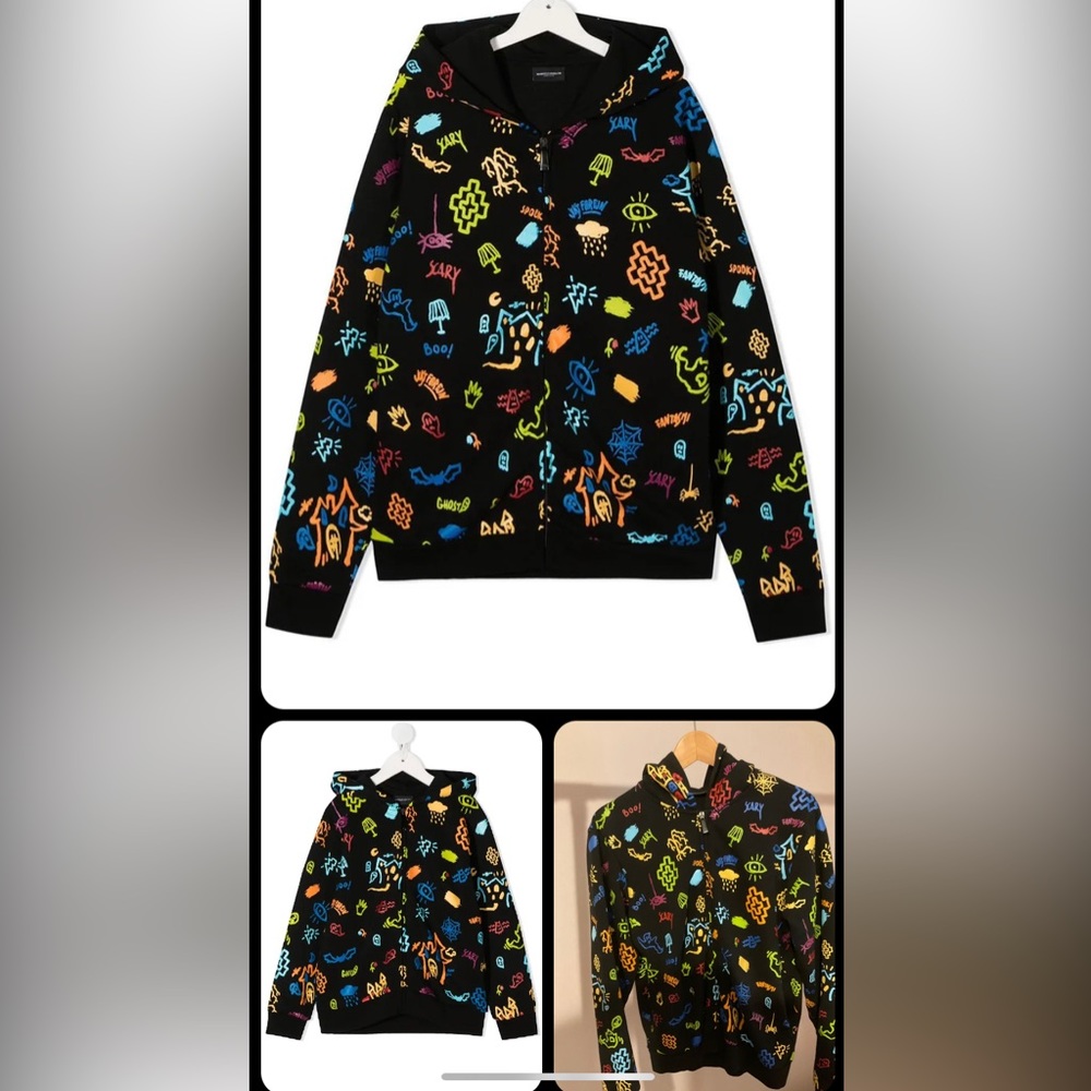 PERFECTMarcelo Burlon County Of Milan Kids TEEN motif print zip-up hoodie Sz 14